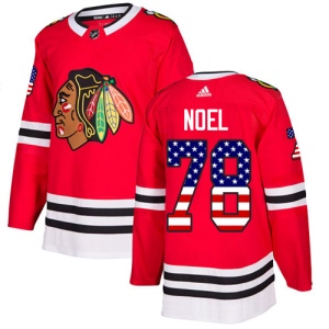 Men's Nathan Noel Chicago Blackhawks Authentic USA Flag Fashion Jersey - Red