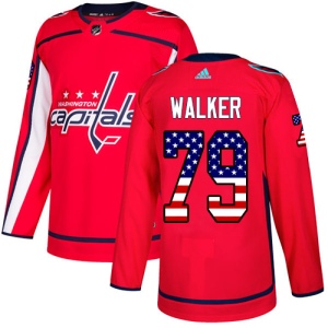 Men's Nathan Walker Washington Capitals Authentic USA Flag Fashion Jersey - Red