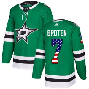 Men's Neal Broten Dallas Stars Authentic USA Flag Fashion Jersey - Green