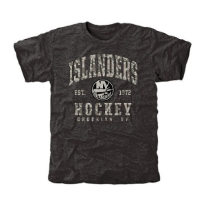 Men's New York Islanders Camo Stack Tri-Blend T-Shirt - Black