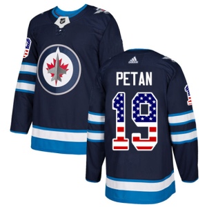 Men's Nic Petan Winnipeg Jets Authentic USA Flag Fashion Jersey - Navy Blue