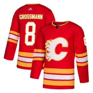 Men's Nicklas Grossmann Calgary Flames Authentic Alternate Jersey - Red