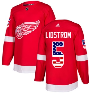 Men's Nicklas Lidstrom Detroit Red Wings Authentic USA Flag Fashion Jersey - Red