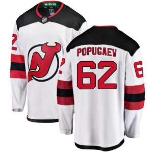 Men's Nikita Popugaev New Jersey Devils Breakaway Away Jersey - White