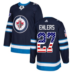 Men's Nikolaj Ehlers Winnipeg Jets Authentic USA Flag Fashion Jersey - Navy Blue