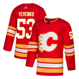 Men's Oleg Yevenko Calgary Flames Authentic Alternate Jersey - Red