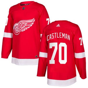 Men's Oliver Castleman Detroit Red Wings Authentic Home Jersey - Red