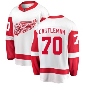 Men's Oliver Castleman Detroit Red Wings Breakaway Away Jersey - White