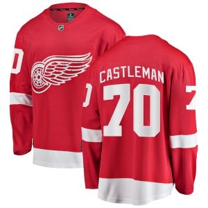 Men's Oliver Castleman Detroit Red Wings Breakaway Home Jersey - Red