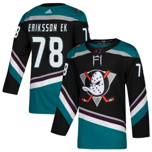 Men's Olle Eriksson Ek Anaheim Ducks Authentic Teal Alternate Jersey - Black