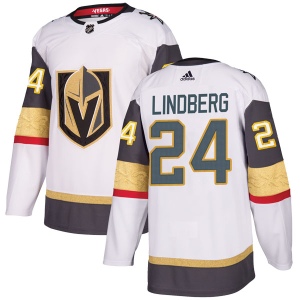 Men's Oscar Lindberg Vegas Golden Knights Authentic White Away Jersey - Gold