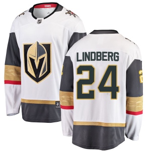 Men's Oscar Lindberg Vegas Golden Knights Breakaway White Away Jersey - Gold