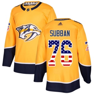 Men's P.K. Subban Nashville Predators Authentic USA Flag Fashion Jersey - Gold