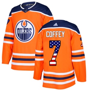 Men's Paul Coffey Edmonton Oilers Authentic USA Flag Fashion Jersey - Orange