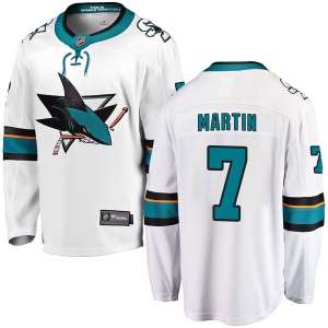 Men's Paul Martin San Jose Sharks Breakaway Away Jersey - White