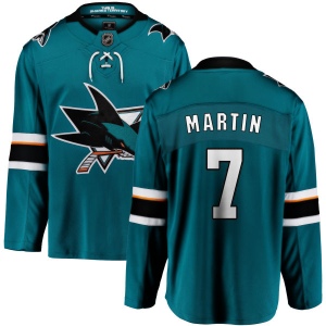 Men's Paul Martin San Jose Sharks Home Breakaway Jersey - Teal