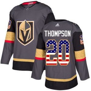 Men's Paul Thompson Vegas Golden Knights Authentic Gray USA Flag Fashion Jersey - Gold