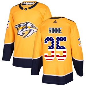 Men's Pekka Rinne Nashville Predators Authentic USA Flag Fashion Jersey - Gold