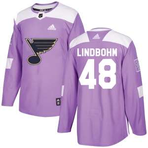 Men's Petteri Lindbohm St. Louis Blues Authentic Hockey Fights Cancer Jersey - Purple