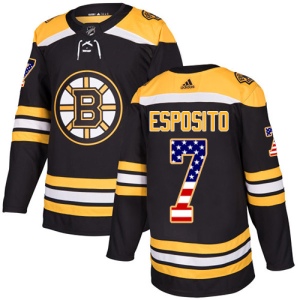 Men's Phil Esposito Boston Bruins Authentic USA Flag Fashion Jersey - Black