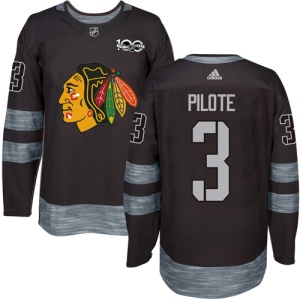 Men's Pierre Pilote Chicago Blackhawks Authentic 1917-2017 100th Anniversary Jersey - Black