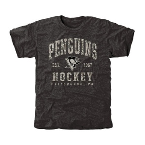 Men's Pittsburgh Penguins Camo Stack Tri-Blend T-Shirt - Black