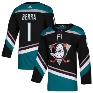 Men's Reto Berra Anaheim Ducks Authentic Teal Alternate Jersey - Black