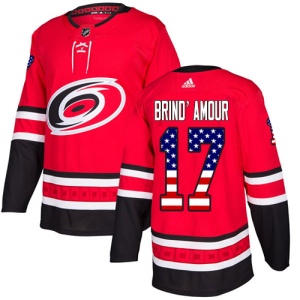 Men's Rod Brind'Amour Carolina Hurricanes Authentic USA Flag Fashion Jersey - Red