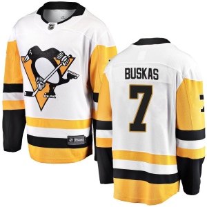 Men's Rod Buskas Pittsburgh Penguins Breakaway Away Jersey - White