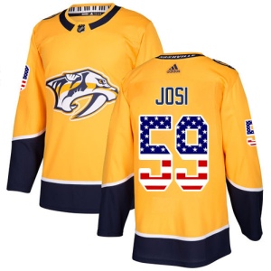 Men's Roman Josi Nashville Predators Authentic USA Flag Fashion Jersey - Gold