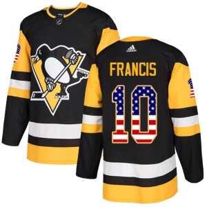 Men's Ron Francis Pittsburgh Penguins Authentic USA Flag Fashion Jersey - Black