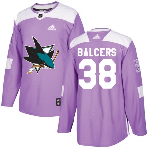 Men's Rudolfs Balcers San Jose Sharks Authentic Hockey Fights Cancer Jersey - Purple