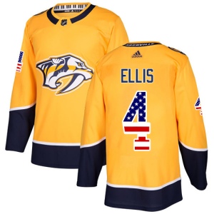 Men's Ryan Ellis Nashville Predators Authentic USA Flag Fashion Jersey - Gold