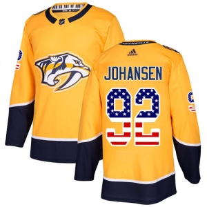 Men's Ryan Johansen Nashville Predators Authentic USA Flag Fashion Jersey - Gold