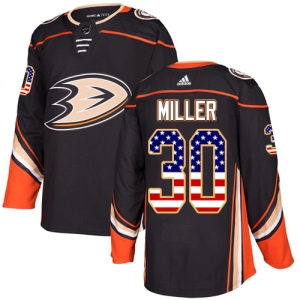 Men's Ryan Miller Anaheim Ducks Authentic USA Flag Fashion Jersey - Black