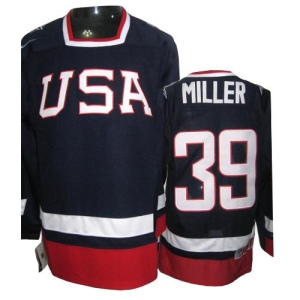 Men's Ryan Miller Team USA Premier 2010 Olympic Hockey Jersey - Navy Blue