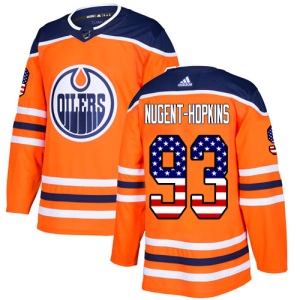 Men's Ryan Nugent-Hopkins Edmonton Oilers Authentic USA Flag Fashion Jersey - Orange