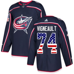 Men's Sam Vigneault Columbus Blue Jackets Authentic USA Flag Fashion Jersey - Navy Blue