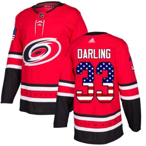 Men's Scott Darling Carolina Hurricanes Authentic USA Flag Fashion Jersey - Red