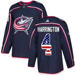 Men's Scott Harrington Columbus Blue Jackets Authentic USA Flag Fashion Jersey - Navy Blue