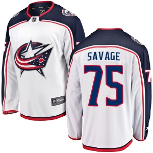 Men's Scott Savage Columbus Blue Jackets Breakaway Away Jersey - White