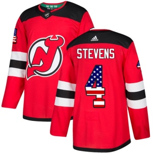 Men's Scott Stevens New Jersey Devils Authentic USA Flag Fashion Jersey - Red