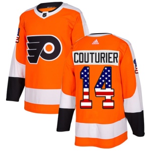 Men's Sean Couturier Philadelphia Flyers Authentic USA Flag Fashion Jersey - Orange