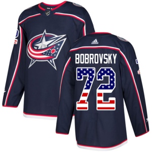 Men's Sergei Bobrovsky Columbus Blue Jackets Authentic USA Flag Fashion Jersey - Navy Blue