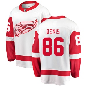 Men's Simon Denis Detroit Red Wings Breakaway Away Jersey - White