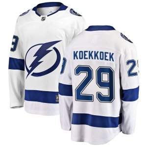 Men's Slater Koekkoek Tampa Bay Lightning Breakaway Away Jersey - White