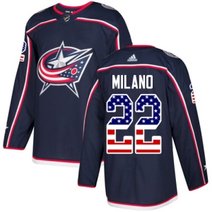 Men's Sonny Milano Columbus Blue Jackets Authentic USA Flag Fashion Jersey - Navy Blue