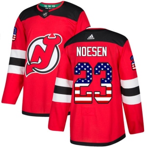 Men's Stefan Noesen New Jersey Devils Authentic USA Flag Fashion Jersey - Red