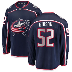 Men's Stephen Gibson Columbus Blue Jackets Breakaway Home Jersey - Navy