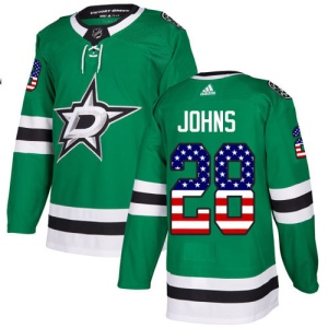 Men's Stephen Johns Dallas Stars Authentic USA Flag Fashion Jersey - Green